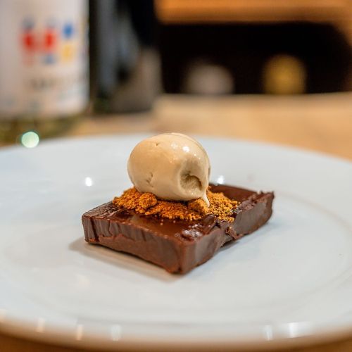 Chocolate marquise with caramelised white chocolate
